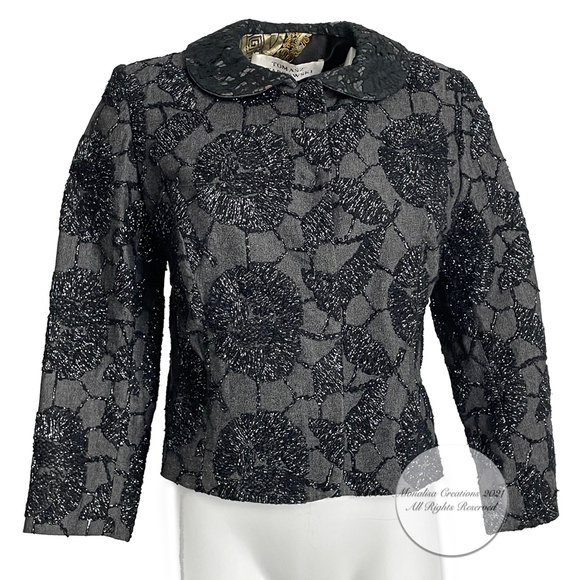 Tomasz Starzewski Jacket Cropped Evening Wear Embroidery Asian Motif Lining Sz 8 - Picture 1 of 9